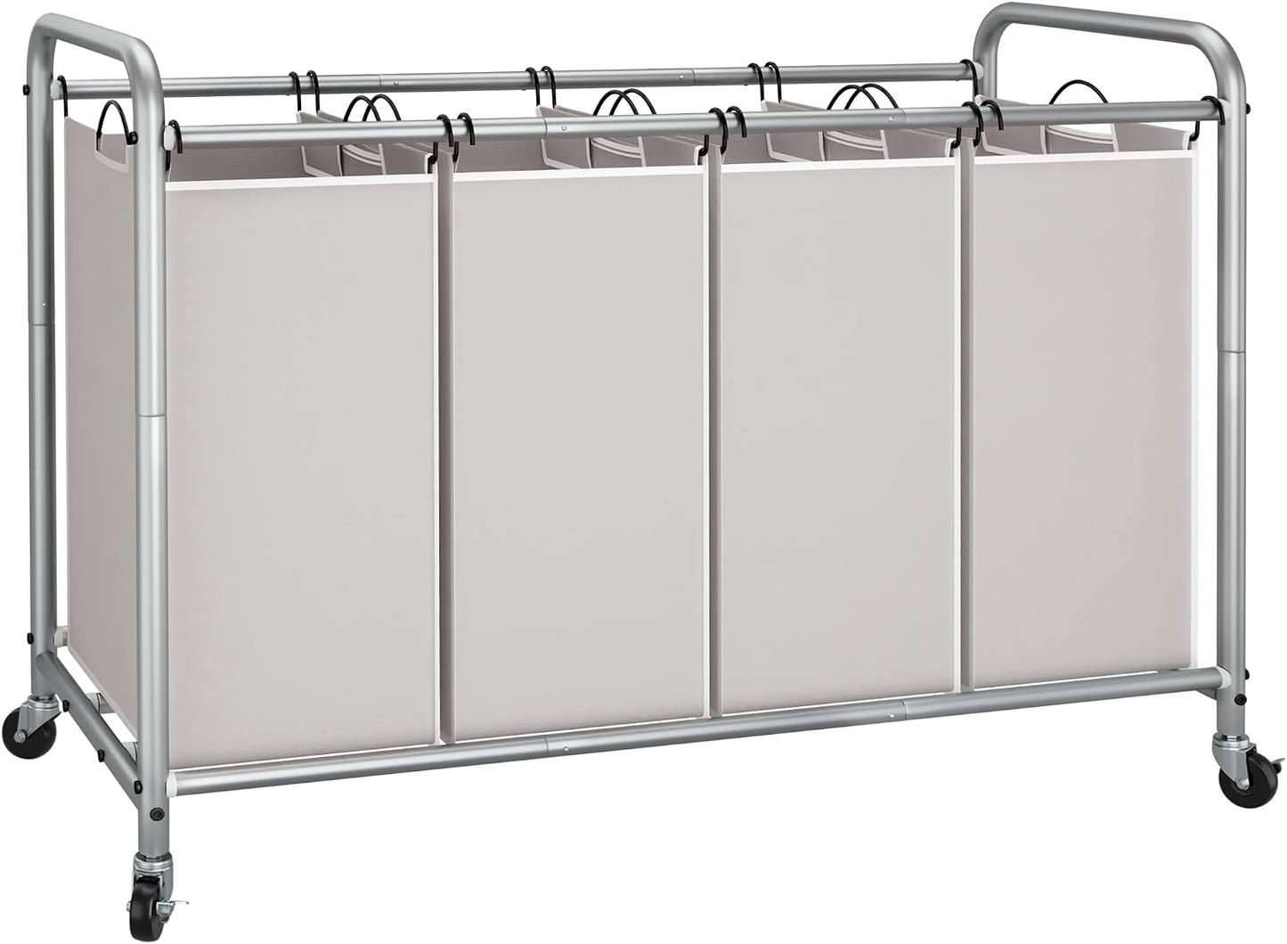 STORAGE MANIAC 3 Section Laundry Sorter, 35.6 Gal (135 L) Laundry Hamper Cart with Heavy Duty Rolling Lockable Wheels and Removable Bags, Clothes Organizer Basket Separator Hamper, Gray