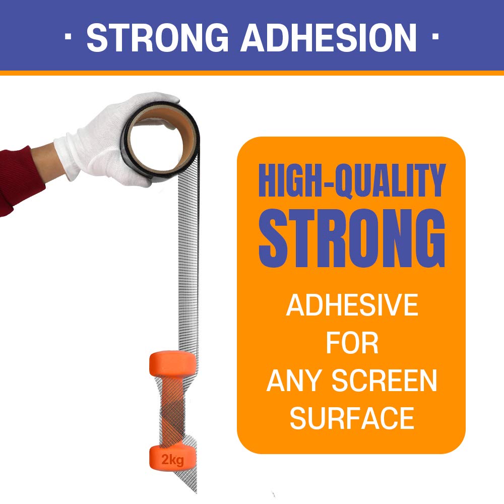 HA SHI Screen Repair Tape for Windows and Screen Doors, 2 in x 6.5 ft, Black