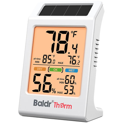 Room Thermometer Indoor, Humidity Meter, 2026 Upgrade Backlit Digital Humidity&Temperature Monitor | Solar Powered | MAX MIN Record | 3.2", for Home, Office, Greenhouse, 1Pack