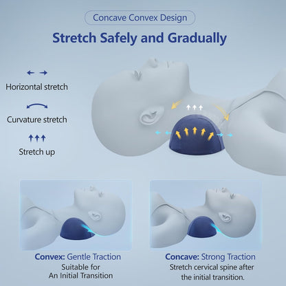 ComfortLife Small Neck Stretcher Pillow for Pain Relief, Medium Soft Cervical Traction Device Neck Mild Support Pillow Foam Cervical Neck Pillow for Tension Muscle Relax Relief (Grey)
