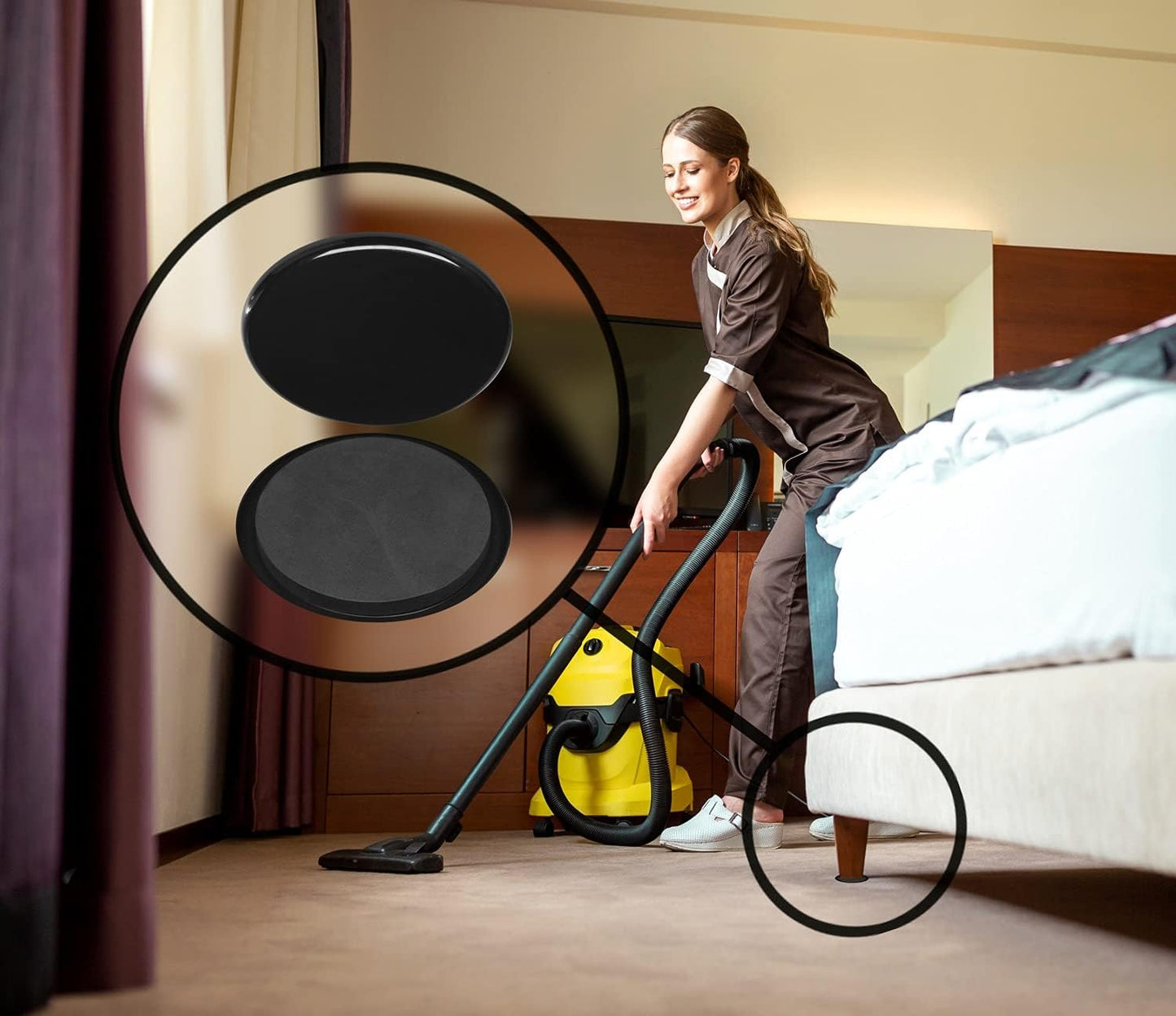 Slipstick GorillaSliders Premium Furniture Sliders for All Floor Surfaces (16 Piece Moving Kit) Reusable 3.5” Round Furniture Movers for Sliding Furniture on Hardwood & Carpet, Black, CB13-1-16