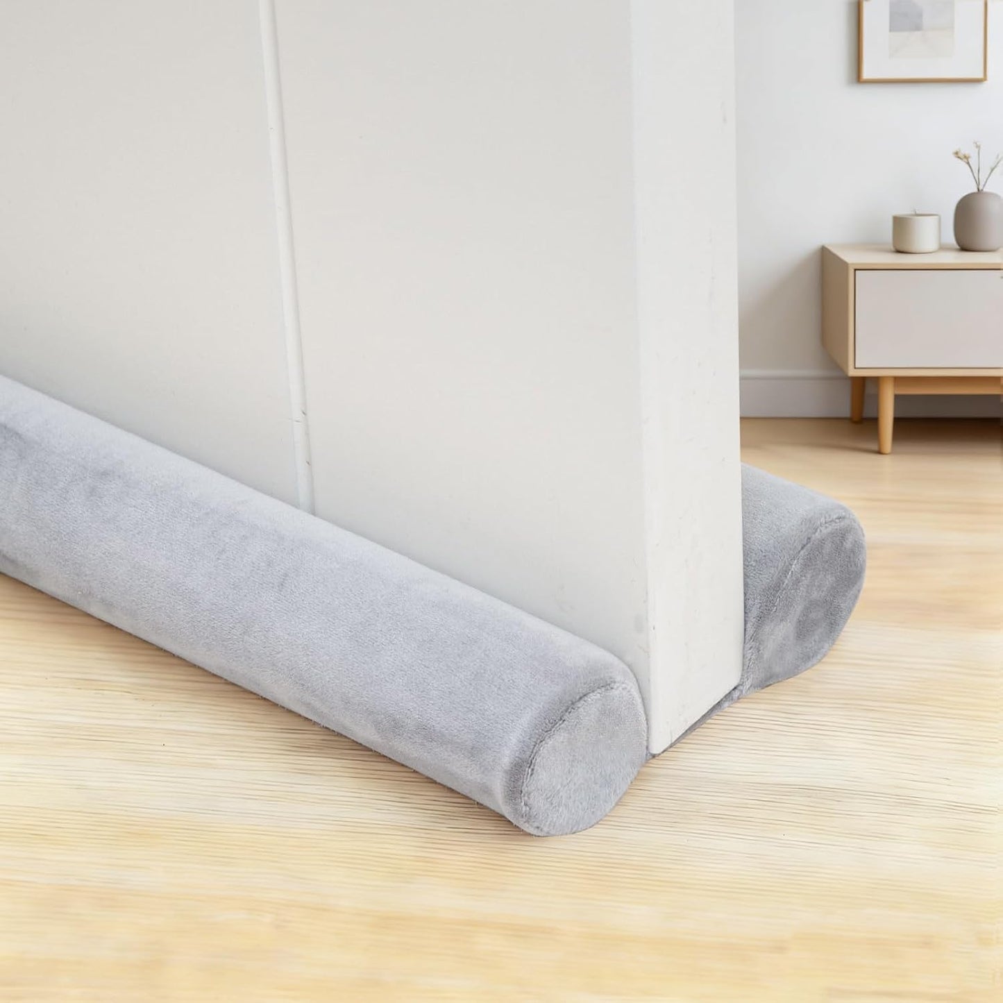 Under Door Draft Stopper 30-38" Adjustable Wind Stopper for Door & Window, Foam Door Sweep Air & Noise Blocker for Bottom of Doors Double Side Seal - Black