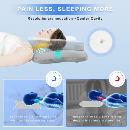 Pain Relief Cervical Pillow for Neck Support, Adjustable Ergonomic Pillow | Cozy Sleeping, Odorless Orthopedic Memory Foam Pillow, Contour Bed Pillow for Side Back Stomach Sleeper
