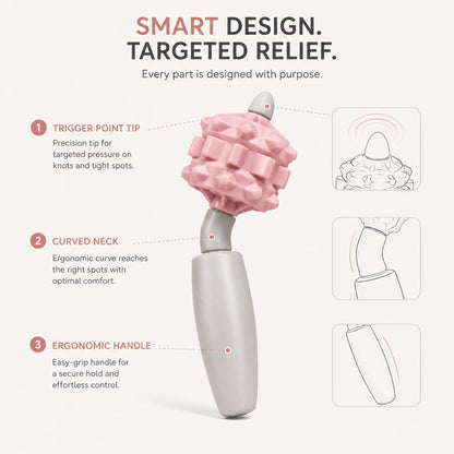 VibeRoll Massage Tool, Trigger Point Muscle Roller for Deep Tissue Relaxation, Portable Handheld Recovery Tool for Neck, Shoulders, Legs, Arms & Feet