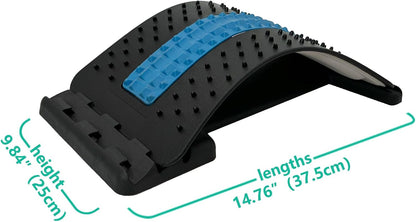 Back Stretcher with Lumbar Support Board for Back Pain Relief - Dual-Sided Adjustable Spinal Decompression & Cracker Device (Blue)