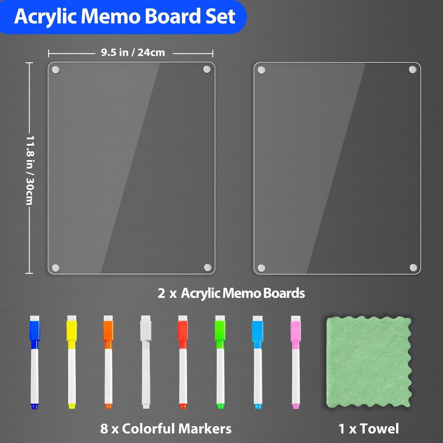 PigPotParty Acrylic Magnetic Chore Chart for Kids, 12x9.5 Inch, 2 Pack | Sleek Clear Acrylic Design, Reward System Builds Habits, Built-In Magnets Require No Installation, 8 Wet-Erase Markers