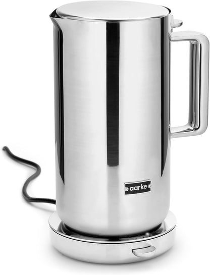 Aarke Kettle - Electric Water Boiler, 1.2L (40oz), Stainless Steel | Temperature Control, Non-Drip Spout, Double-Wall Construction, Dry Boil Protection, Heat-Safe Handle, LED Cool-Down Indicator