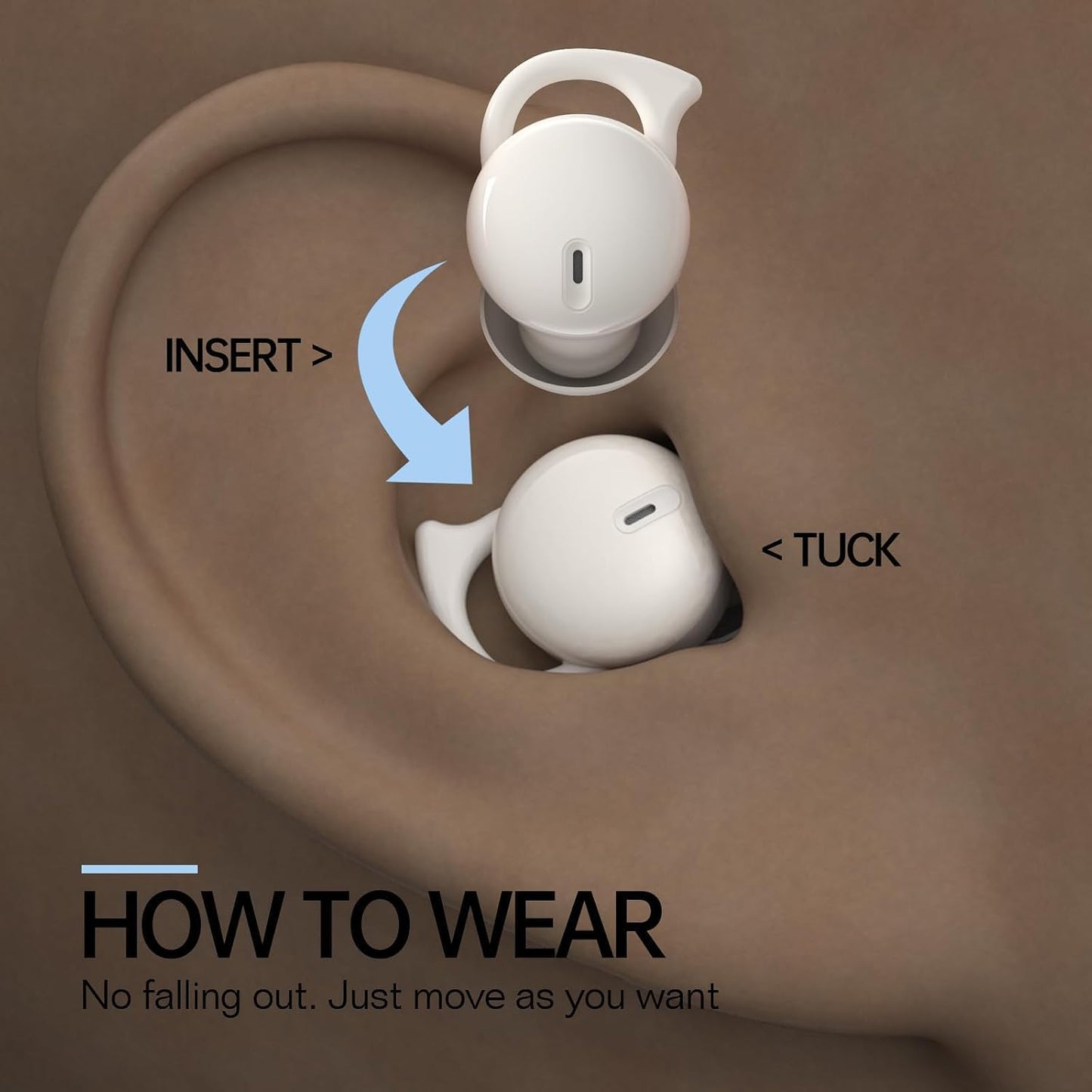 Invisible Sleep Headphones,Sleep Earbuds for Side Sleepers,Small Comfortable Fit Noise Blocking Sleep Earbuds,Bluetooth 5.3 Wireless Earphones, in-Ear Ear Buds for Sleeping - Beige