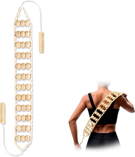 KintKita Wood Therapy Massage Tools,Back Wooden Massage Roller Rope Tool Maderoterapia Kit Professional Cellulite Massager for Body Shaping, Contouring,Back Neck Leg Muscle Relief