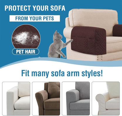 H.VERSAILTEX Water Resistant Armrest Covers for Sofa, 2 Pack, Ivory/Beige | Waterproof Armchair Caddy, Couch Arm Covers Remote Control Holder Sofa Armrest Organizer for Magazine, Tablet, Phone, iPad