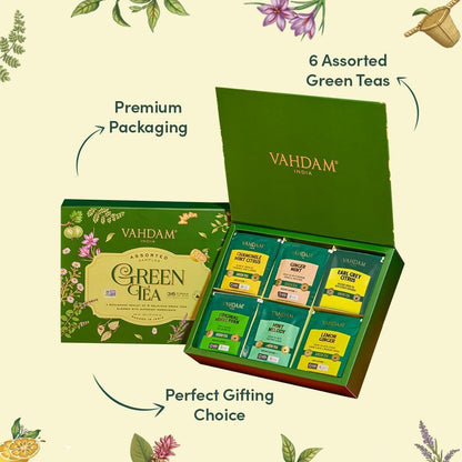 VAHDAM, Assorted Herbal Tea Sampler (18 Tea Bags, 9 Flavors) Caffeine-Free, Non-GMO | Double Infusion, Individually Enveloped Tea Bags | Herbal Tea Assortmen