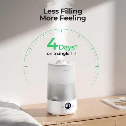 Homvana 3.6L Cool Mist Humidifiers for Bedroom, Large Room, Home, Whole House, Office, Living Room, 34H Top Fill Easy to Clean, Humidifier for Baby, Nursery, Infants, Kids, Toddlers, BPA-Free (White)