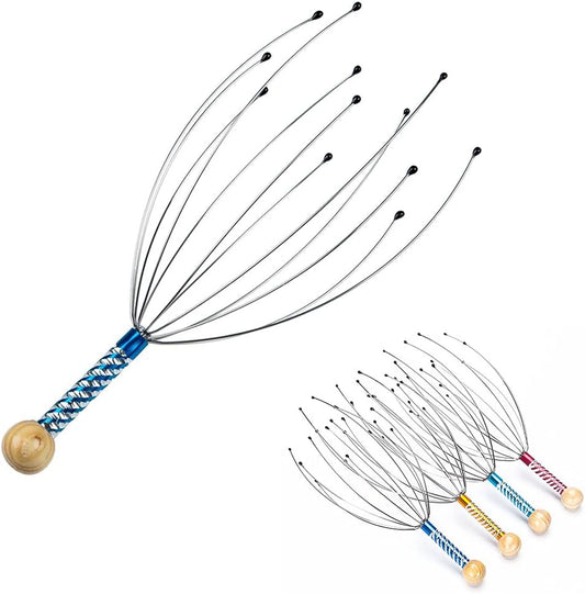 AKOAK 1 Pack Manual Scalp Massage Claws, Wooden Handles, Steel Wire Head Massager, Home Massage Relax - Massage The Acupuncture Points on The Head or Body