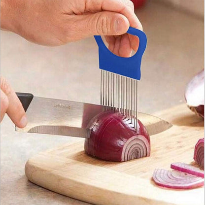 2Pcs Onion Holder Slicer, Stainless Steel | Onion Holder for Slicing, 10 Long Needles, Vegetable Chopper, Food Slicing, Multi-Purpose Cutter for Tomato Potato Lemon