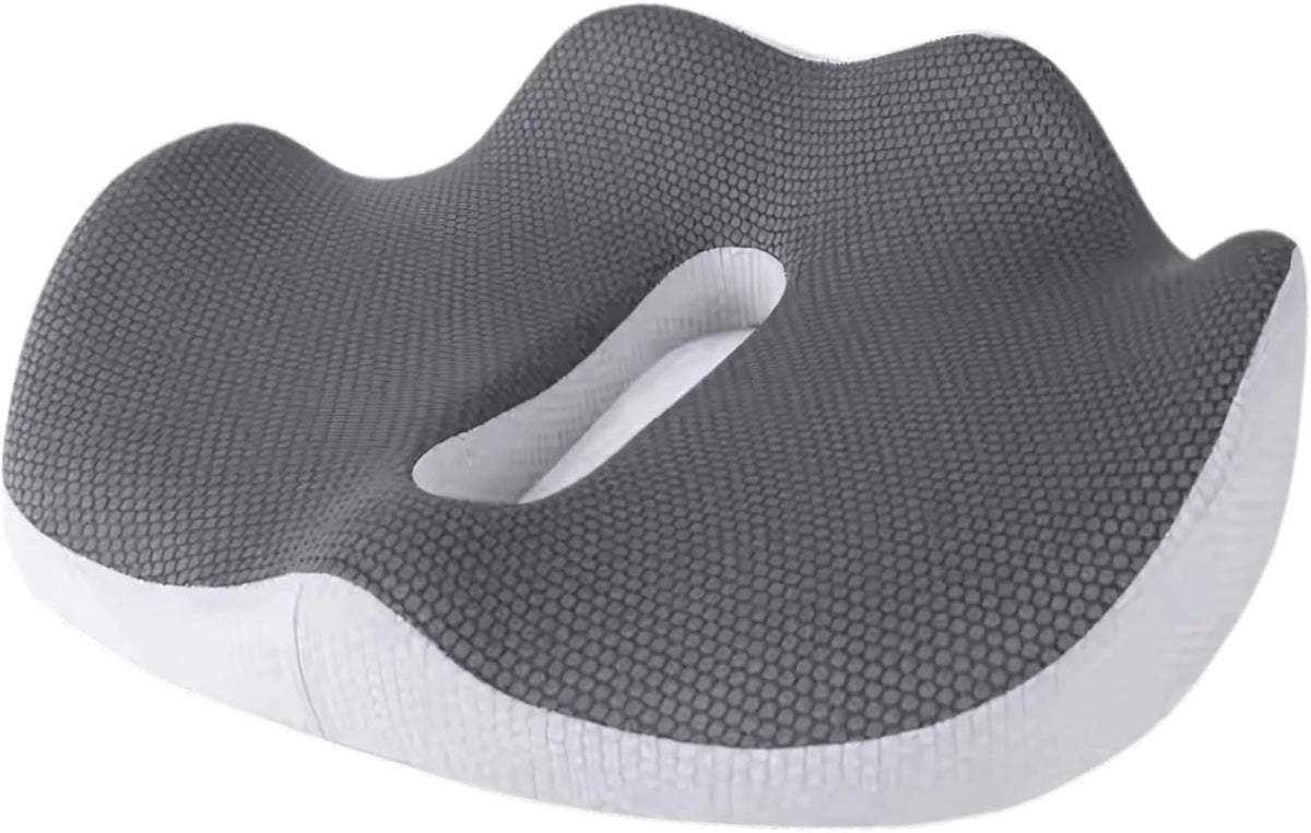 Home & Travel Gear Seat Cushion for Tailbone & Coccyx Comfort — Memory Foam for Office Chair & Car | Non-Slip Base | Ergonomic Cutout Design | Breathable Washable Cover