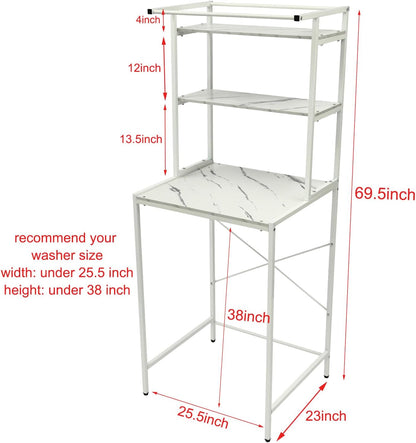 Gdrasuya10 3 Tier Over the Washer and Dryer Storage Shelf, Black Washing Machine Storage Utility Rack Freestanding Laundry Storage Shelf Organizer Space Save for Laundry Room Organization