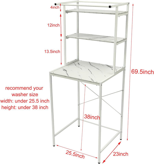 Gdrasuya10 3 Tier Over the Washer and Dryer Storage Shelf, Black Washing Machine Storage Utility Rack Freestanding Laundry Storage Shelf Organizer Space Save for Laundry Room Organization