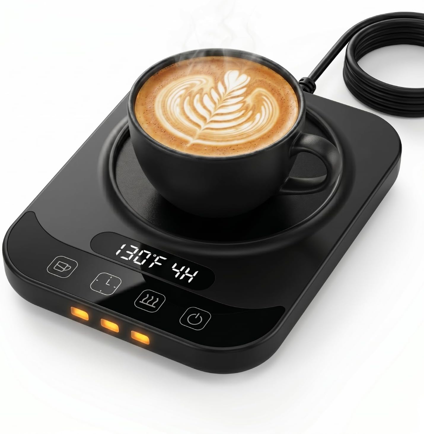 TTKXT Smart Coffee Mug Warmer with LED Display, Intelligent Cup Material Sensing & 9 Temp Settings, Auto Shut-Off Electric Beverage Warmer for Desk, Candle Wax Warmer, (Black)