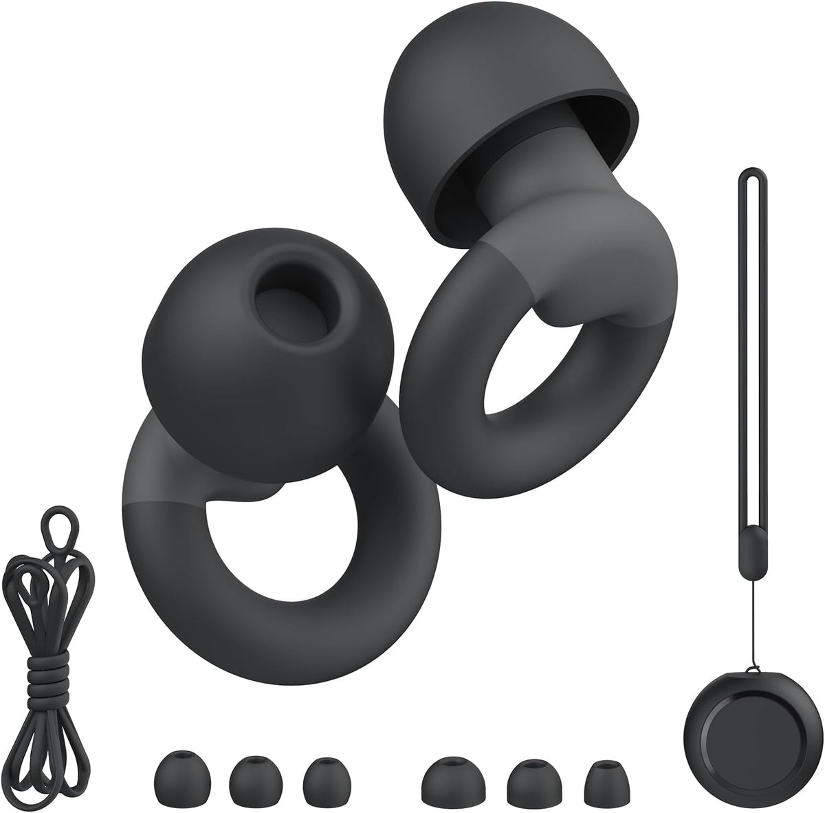 JUSTRVN Earplugs for Sleeping,Noise Reduction Soft Silicone Ear plugs with 7 Pairs Ear tips&One Connection Cord,Hearing Protection Reusable Earplugs for Sleeping,Concert,Work&Sound Reduction 25dB-30db