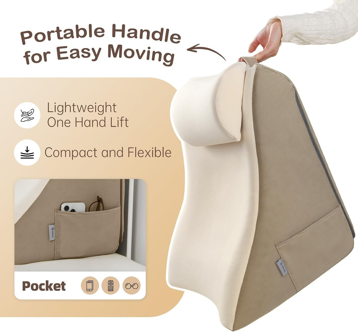 Vekkia 21” Back Rest Pillow with Dual-Layer Foam for Reclining and Sitting