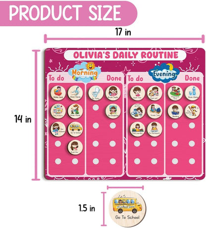 Daily Routine Chart for Kids, Visual Schedule, Routine Chart for Toddlers 3-5, Morning Bedtime Routine Chart for Toddlers, Wooden Chore Chart for Kids