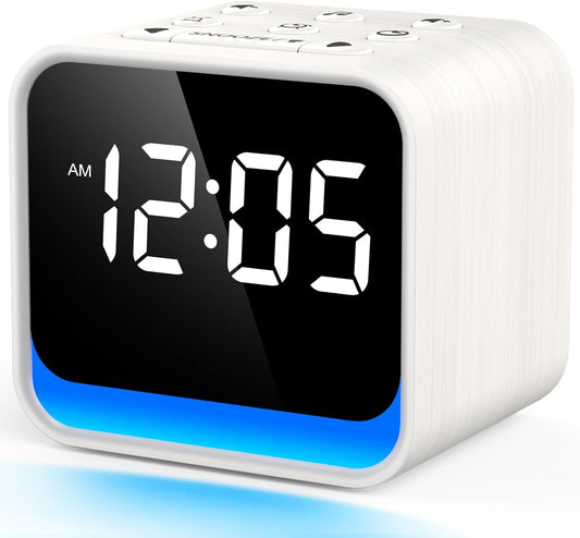 Housbay Wooden Sound Machine Alarm Clock for Bedrooms - Gentle Wake-Up with Birdsong, White Noise for Sleeping, Small Digital Clock for Phone-Free Routine