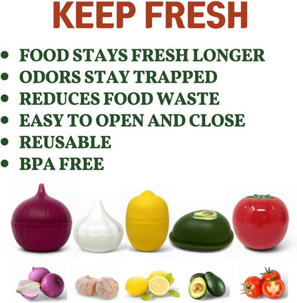 Vegetable and Fruit Saver, Keep Fresh Longer, Reusable Storage Keeper, Vegetable and Fruit Storage Containers in Fridge, BPA Free (Avocado)