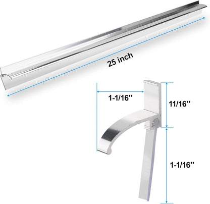 25" Shower Door Bottom Deflector for Chrome Framed Shower Door | Drip Rail Replacement with Vinyl Sweep,Attach pre adhesive installation tape and screws
