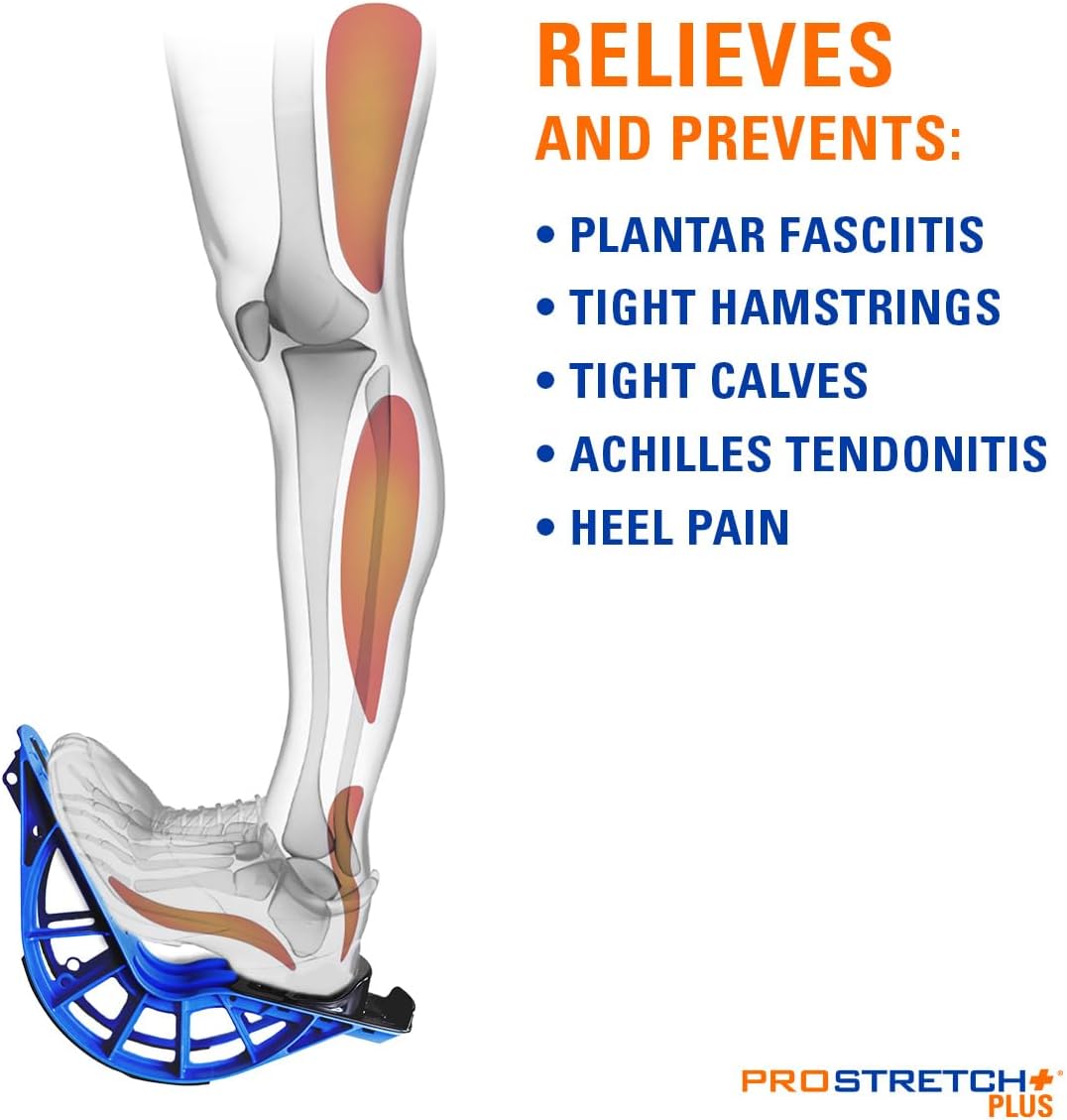 ProStretch Plus Calf Stretcher & Tuli's Classic Heel Cups Bundle - Plantar Fasciitis & Heel Pain Relief