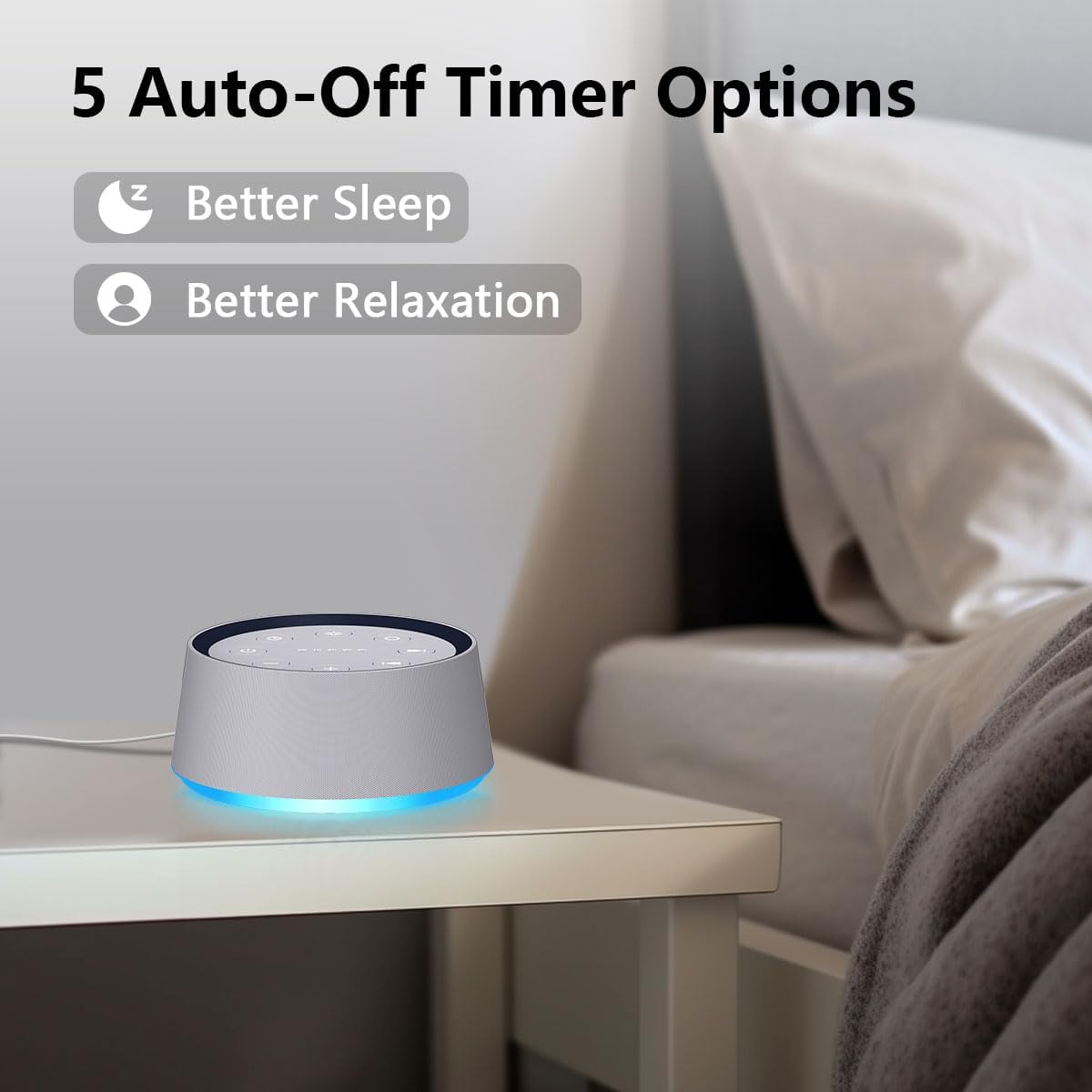White Noise Alarm Clock Sound Machine for Bedroom Small Brown Noise Machine with 30 Soothing Sound Plug in Bedside Clock with NightLight Battery Backup 15 Wake up Sound Clock for Kids Heavy Sleeper