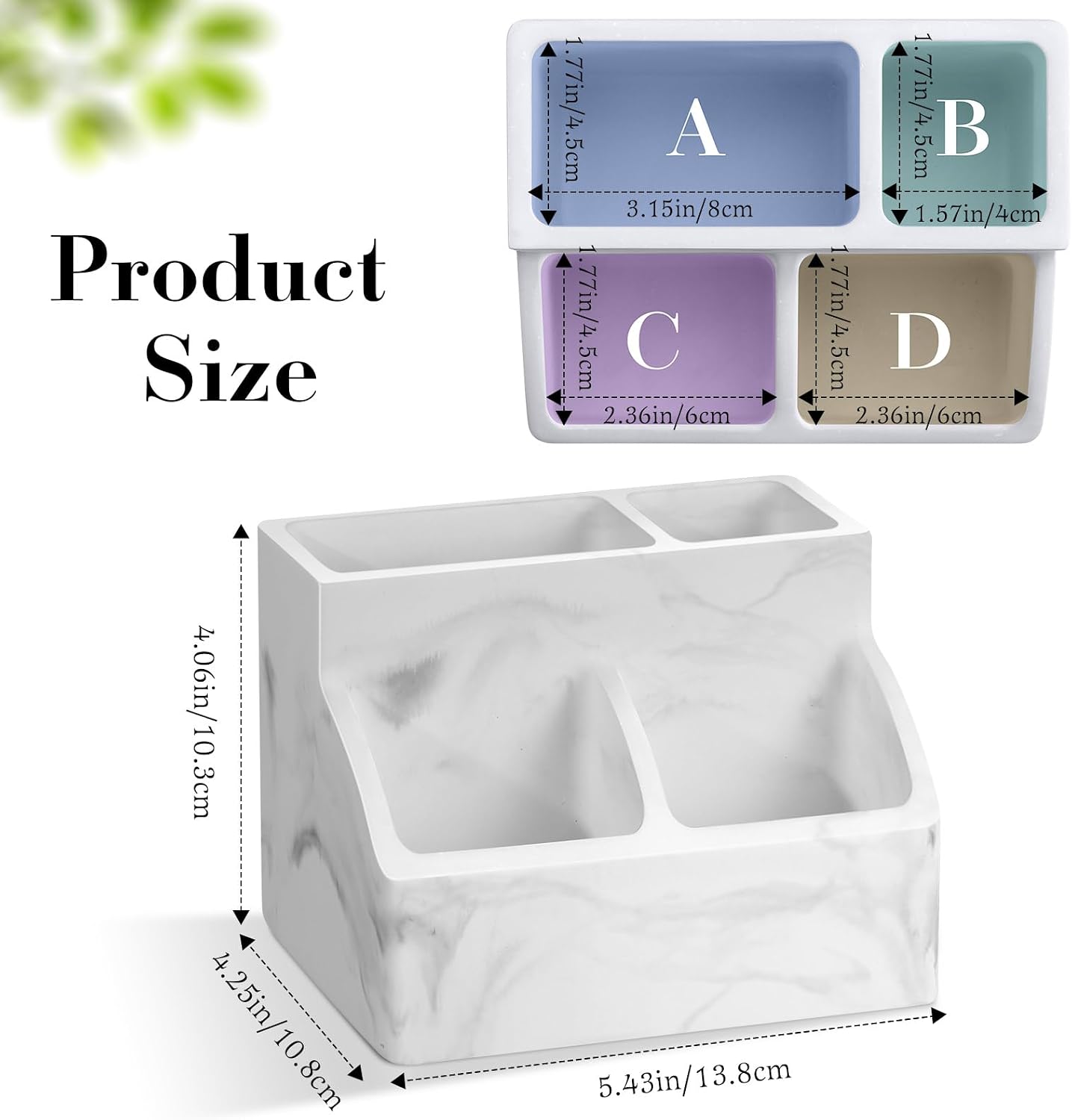 Luxspire Diatomite Toothbrush Holder, 2 Slots, Marble White | Fast Drying, Diatomaceous Earth, Electric Tooth Brush and Toothpaste Organizer, For Bathroom Kitchen Vanity Countertop