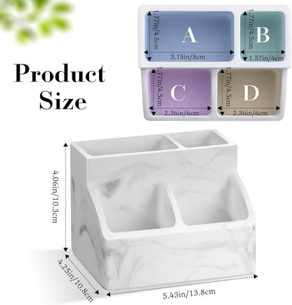 Luxspire Diatomite Toothbrush Holder, 2 Slots, Marble White | Fast Drying, Diatomaceous Earth, Electric Tooth Brush and Toothpaste Organizer, For Bathroom Kitchen Vanity Countertop