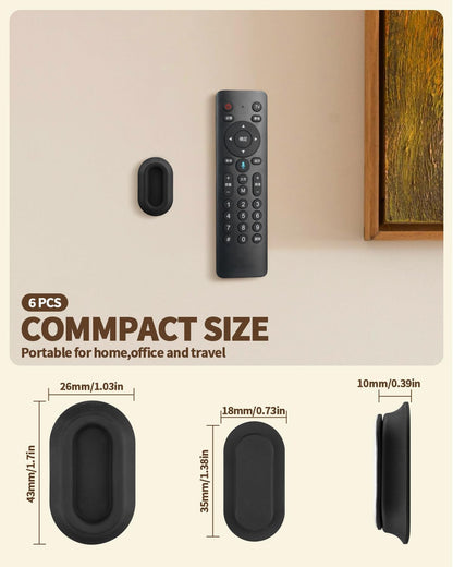 6 Pack Magnetic Remote Control Holder – Upgraded Silicone Magnetic Wall Mount for TV, Fan & Air Conditioner Remotes – Self-Adhesive, No-Drill Remote Control Holder Wall Mount