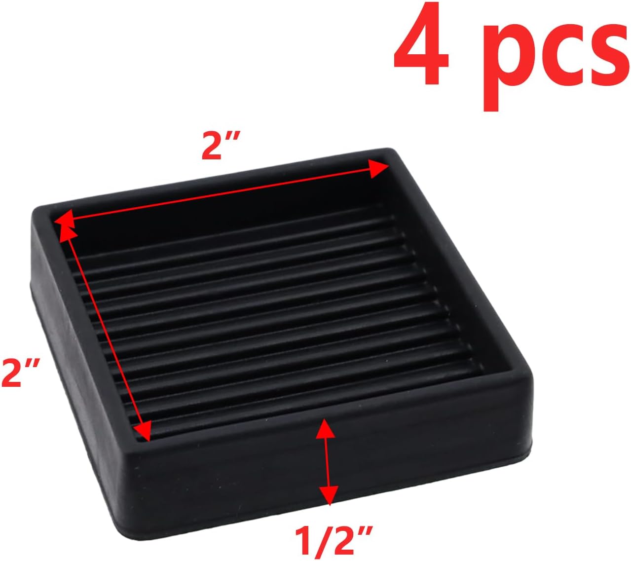 Semetall 1.5 Inch Rubber Caster Cups 8 Pack Black | Non Slip Furniture Coasters Floor Protectors for Bed Couch Table Chair