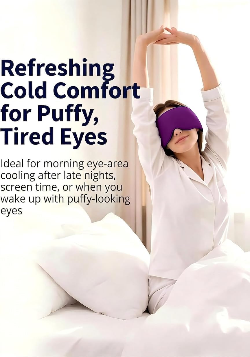 Cooling Gel Eye Mask for Puffy Eyes, Migraine & Headache Relief, Full Eye-Area Cold Compress for Eyes & Temples, FSA Eligible HSA Reusable Eye Ice Pack for Swelling & Post-Surgery Recovery