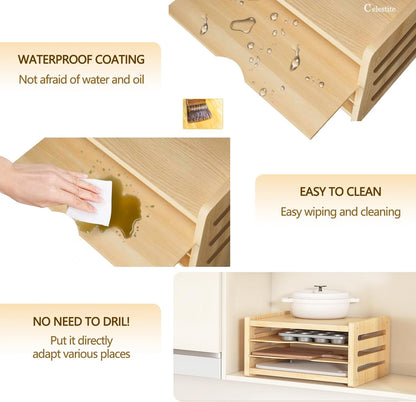 celestite Wooden Baking Sheet Organizer for Cabinet Baking Tray Organizer Cookie Sheet Organizer for Cabinet Kitchen Storage Organization Accessories