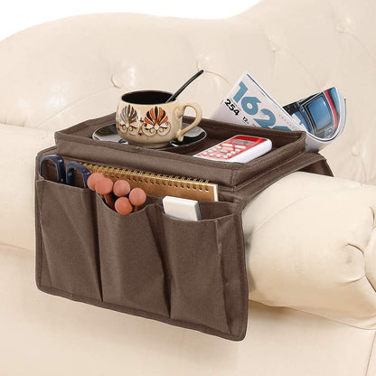 Couch Sofa Armrest Organiser Arm Chair Caddy Bedside Storage Pocket with 8 Pockets TV Remote Holder Bed Storage Pocket Bag for Cellphone Tablet Notepad Book Magazines DVD Glasses