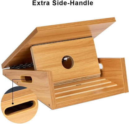 StrongTek Wooden Slant Board, Adjustable Incline, Side Handles, Non-Slip | Standard and XL Sizes, Full or Partial Non-Slip Surfaces, Side Carry Handle, Calf and Ankle Stretching, Squats and Rehab
