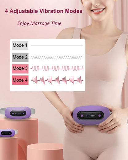 Portable Cordless Menstrual Heating Pad with 4 Heat Levels and 4 Massage Modes,Electric, Fast Large Heating Belly Wrap Belt (Black)