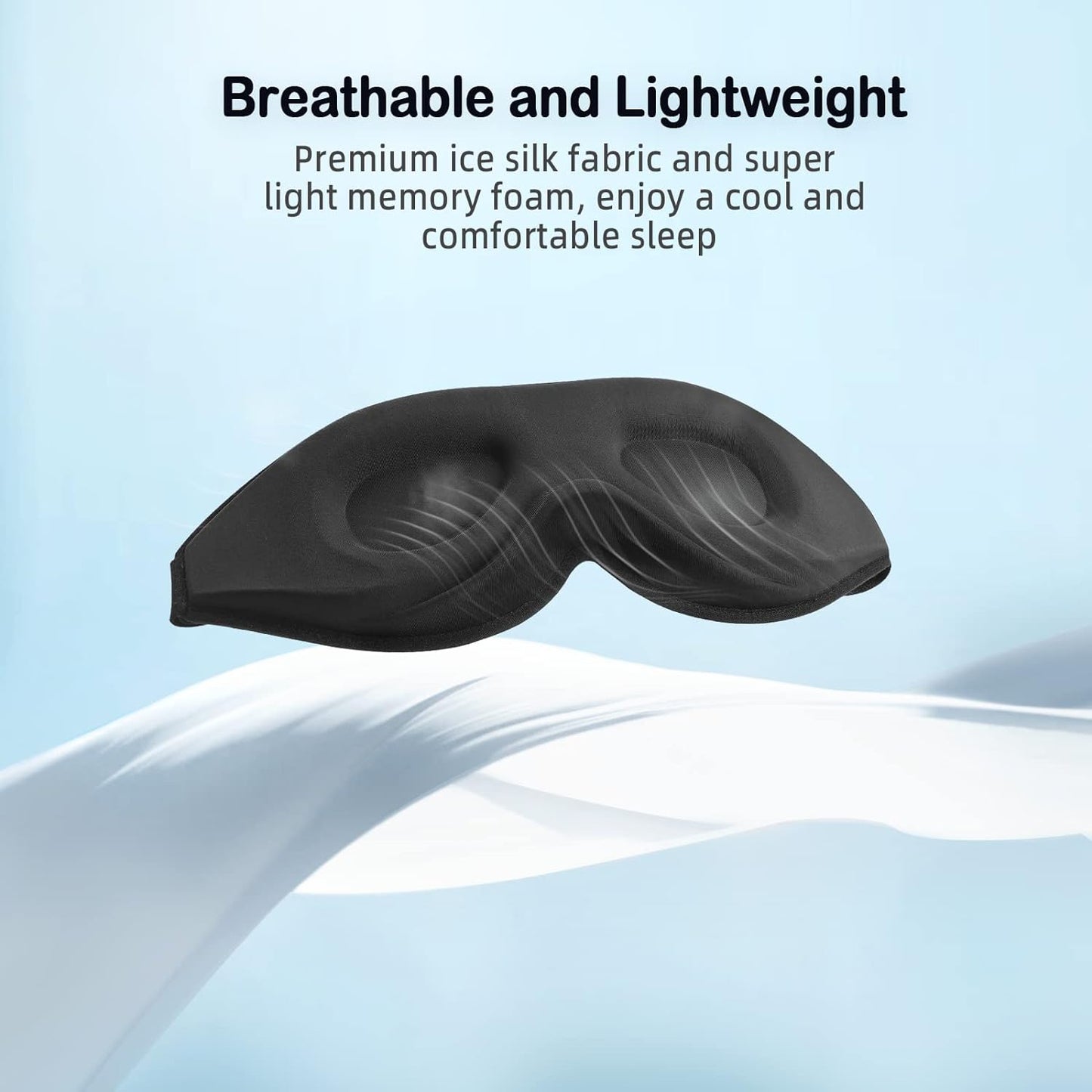 LitBear Sleep Mask for Side Sleeper Women Men, Eye Mask for Sleeping | Light Blocking 3D Contoured Sleeping Mask, Soft Breathable Sleep Eye Mask with Adjustable Elastic Strap for Travel, Black
