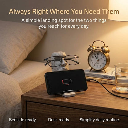 Glasses Holder for Nightstand, Funny Moai Glasses Stand and Phone Holder