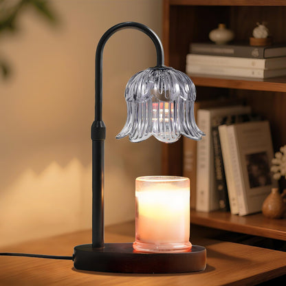 CRMILL Candle Warmer Lamp with Timer: Adjustable Dimmable Height Adjustable Warming - Flower Shape Wax Lamp Jar Candles No Flame Modern Home Decor Table Lights - Home Living Bedroom