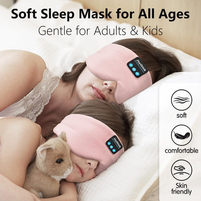 Joythink Sleep Headphones Bluetooth Sleep Mask Silk Headband Earphones Bluetooth Eye Mask for Sleeping On Side Blackout Soft Sleep Earphones Music Kids Children Eye Cover Purple
