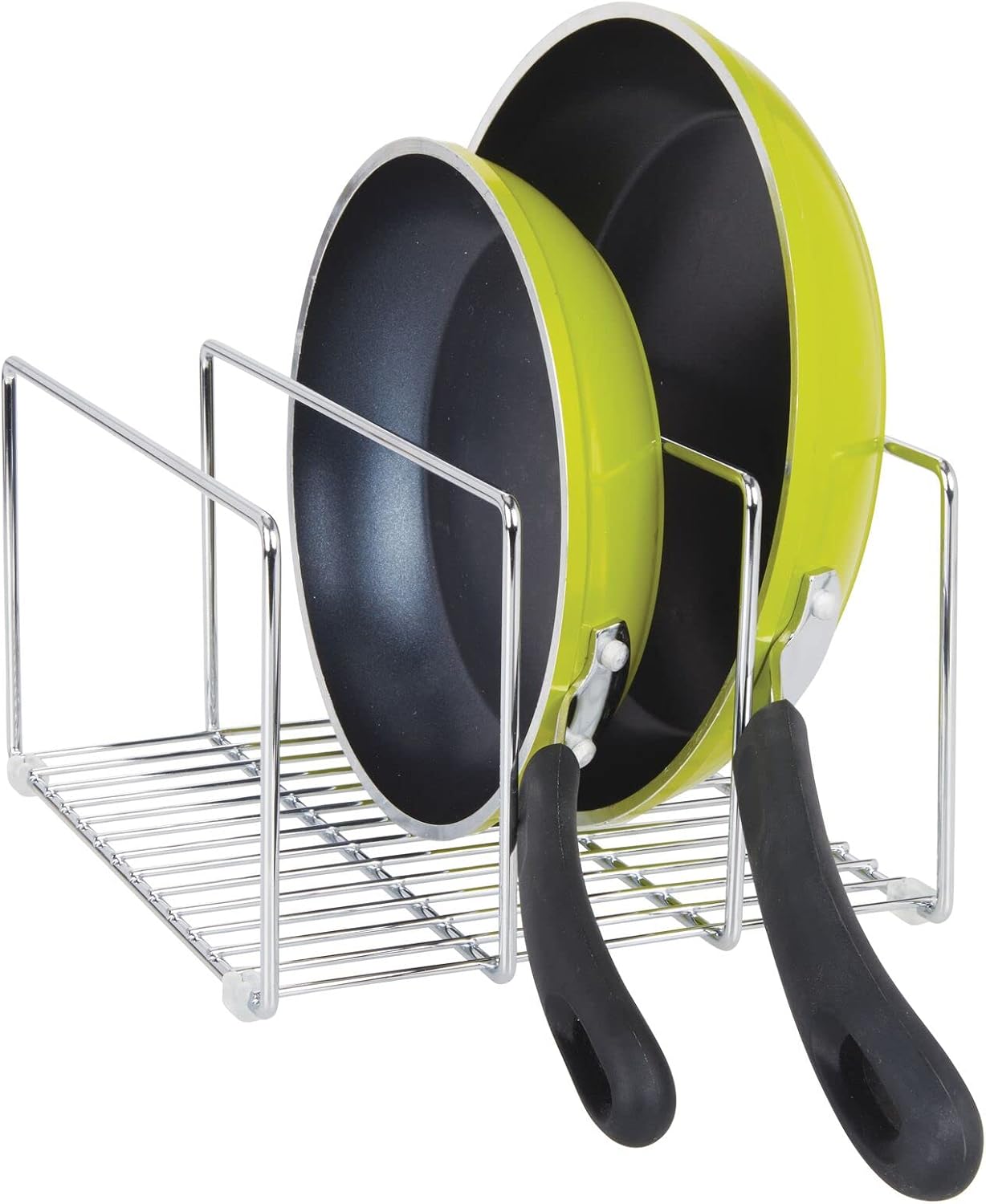 mDesign 3 Slot Tray and Pan Rack — Metal Wire Rack for Pantry and Kitchen Storage — Freestanding Pan Lid Holder Also for Baking Trays and Crockery – Silver