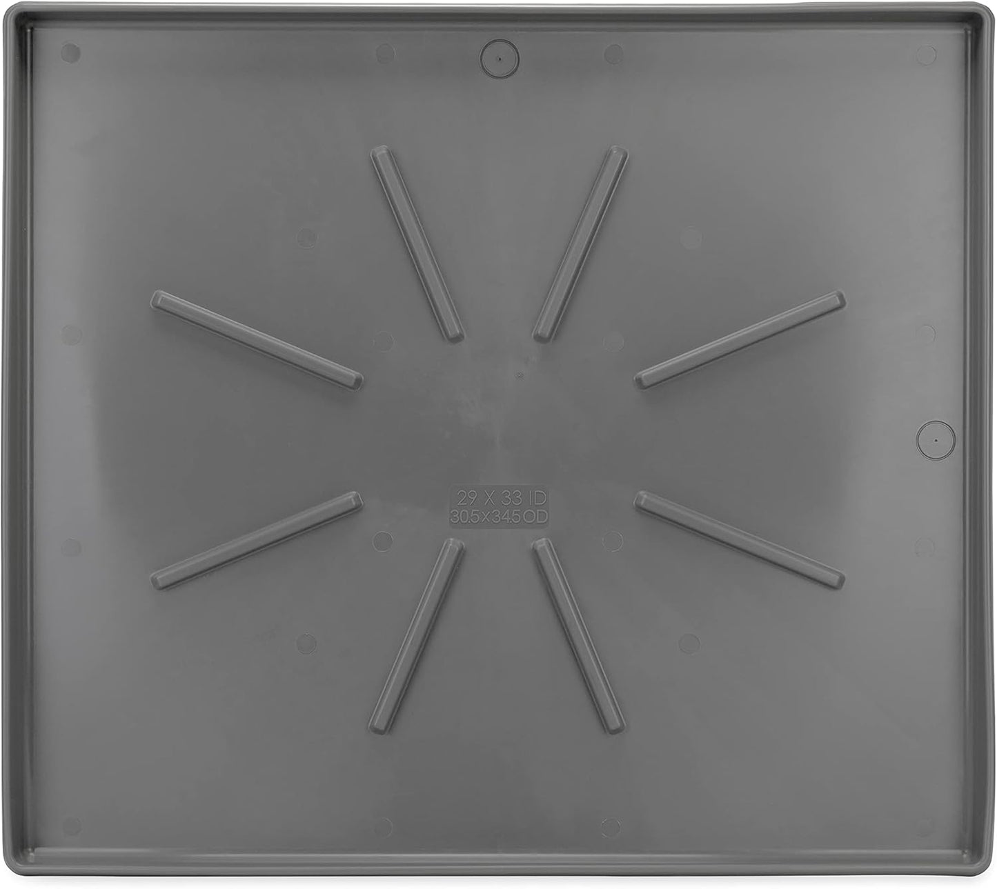 Camco Low Profile Washing Machine Drain Pan with PVC Fitting, 29 inch x 33 inch ID and 31 inch x 35 inch OD - Protects Your Floors from Washing Machine Leaks - Easy to Use - Pewter - 20788
