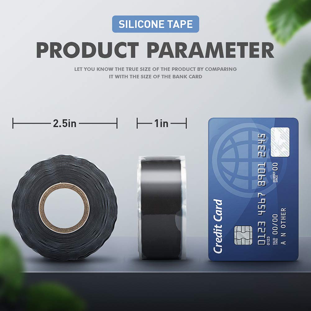 CLAVICHORD Seal Self Fusing Silicone Tape - 1 Inch Wide and 15 Feet Long | Weatherproof Self Fusing Sealing Tape for Emergency Pipeline Repair/Cable Bandage/Tool Fixing（Black）