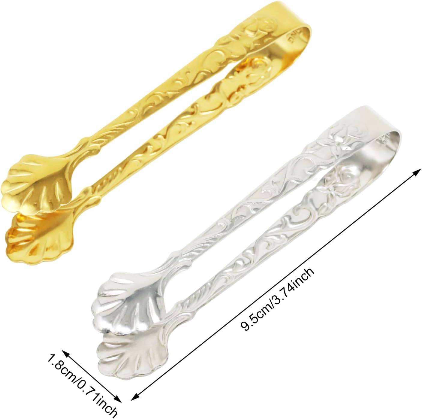 Honbay 2PCS Stainless Steel 3.74 Inch Vintage Rose Handle Sugar Cube Tongs Ice Cube Tongs Mini Serving Tongs Small Food Clips Kitchen Tiny Tongs for Appetizers Desserts Tea Coffee Party