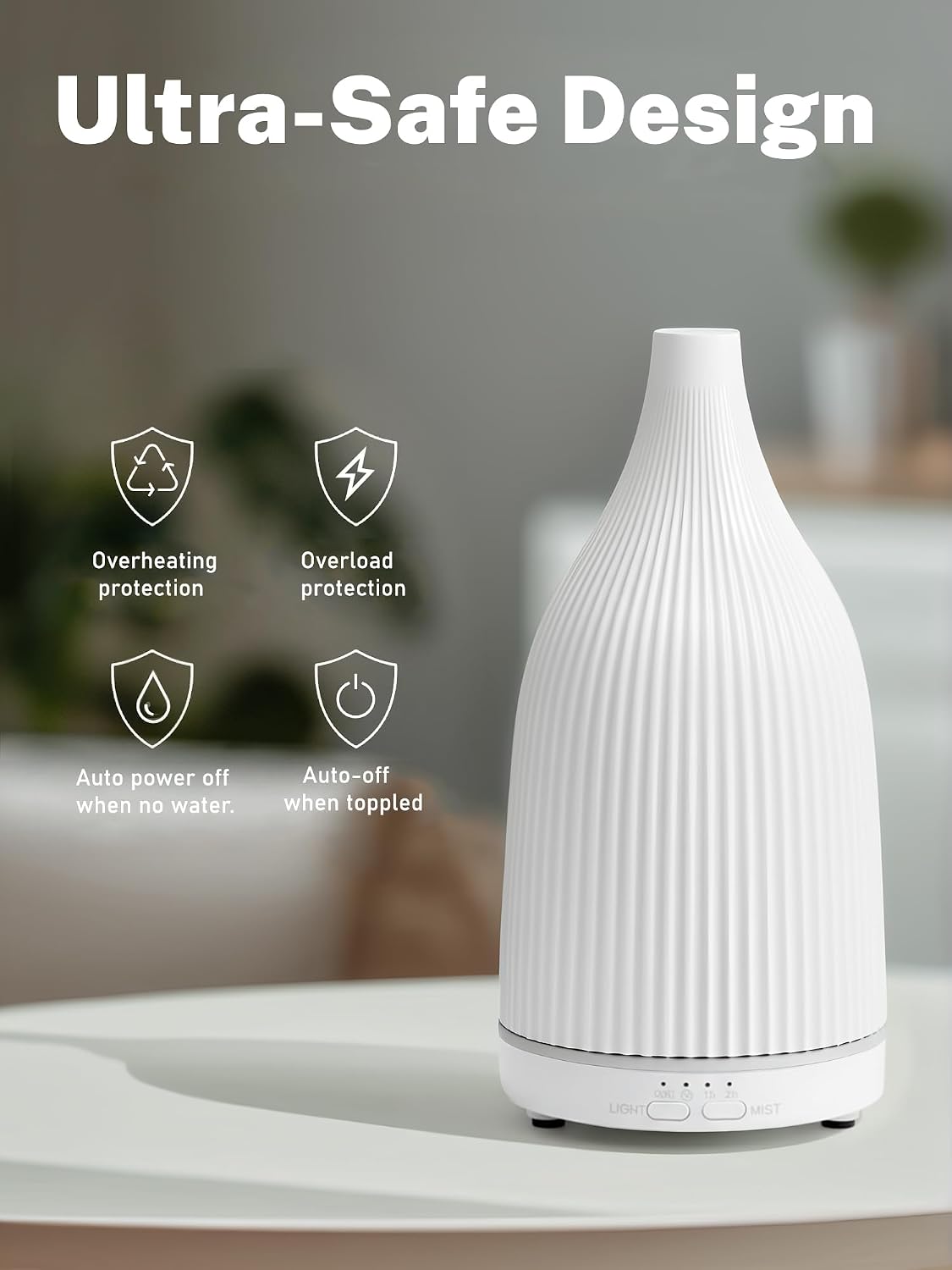 TTJ 70ml Essential Oil Diffuser, Ultrasonic Aromatherapy Diffuser with DC 5V USB Power, Timer Function, Dimmable LED Night Light, Quiet Cool Mist Humidifier for Home Office Bedroom Yoga Spa,One White