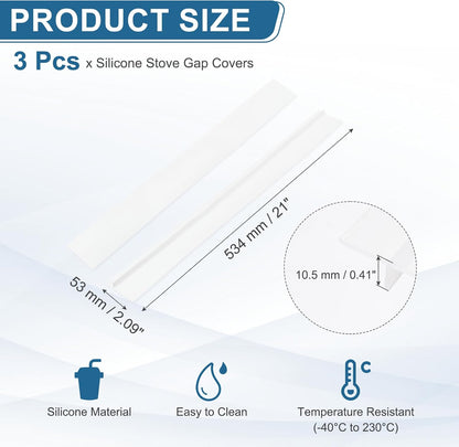 PATIKIL 25 Inch Silicone Stove Gap Covers, 3 Pcs Heat Resistant Kitchen Stove Gap Fillers for Ovens Stovetop Counter Washer Dryer, Gray