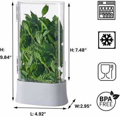 Herb Keeper for Refrigerator, Fresh Herb Saver Herb Storage Containers, Cilantro Container for Fridge Asparagus Container, Dishwasher Safe